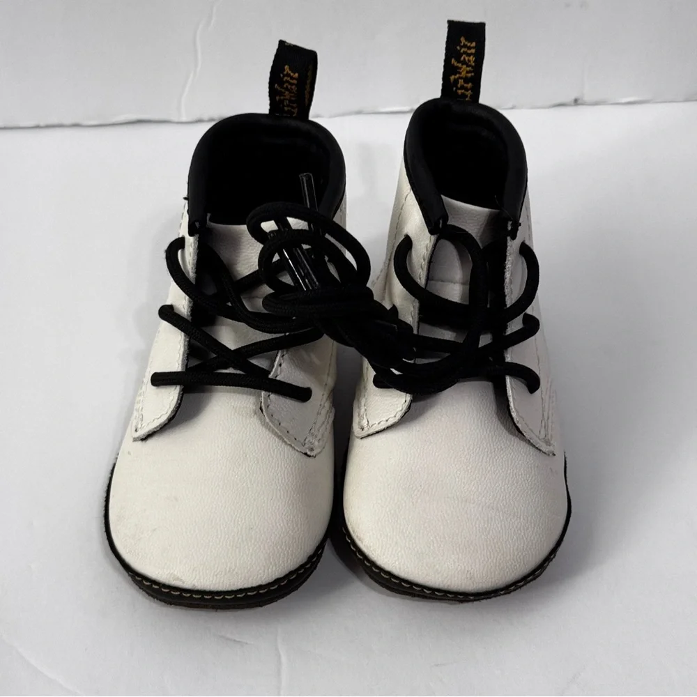 Dr. Martens White and Black Combat Boots baby size 3